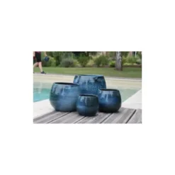 Pot Cancale de 8 L en terre émaillée bleu Ø 21 x 21 cm
