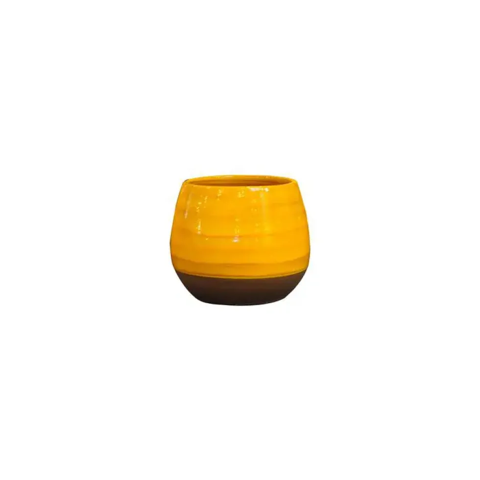 Pot Cancale Ibiza Sunshine en terre cuite émaillée H 21 x Ø 21 cm