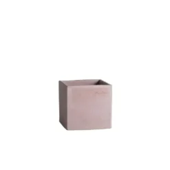 Pot carré contemporain en terre claire 24x24x24 cm