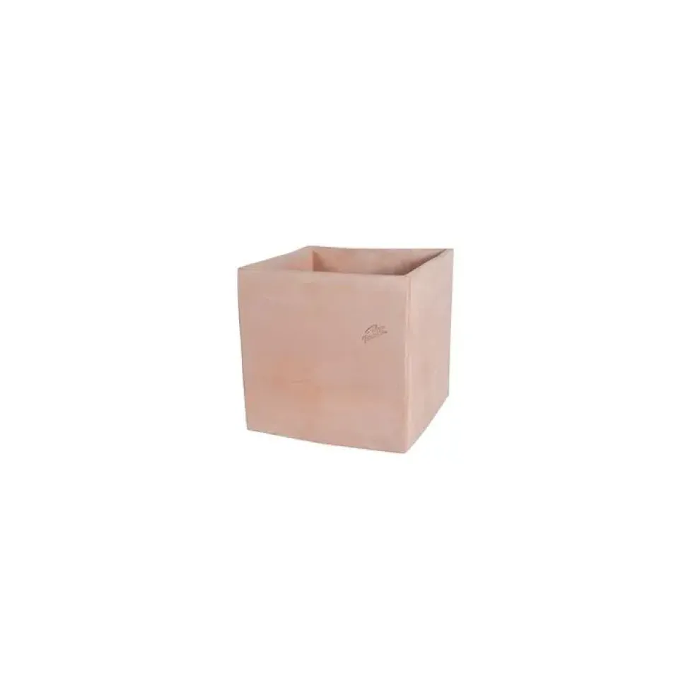 Pot carré contemporain en terre claire 40x40x40 cm