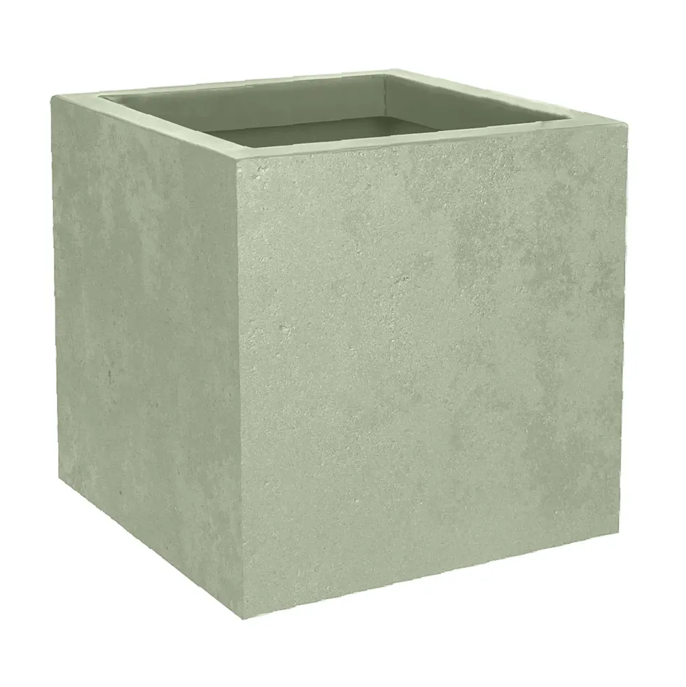 Pot carré en plastique coloris vert amande Poetic Basalt Up - 29,5 x 29,5 x 29,5 cm