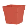 Pot carré en plastique coloris terre battue EDA Toscane - 24,8 x 24,8 x 24,6 cm