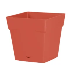 Pot carré en plastique coloris terre battue EDA Toscane - 24,8 x 24,8 x 24,6 cm