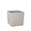 Pot carré en plastique à réserve d'eau coloris grège Poetic Aquaduo - 14,3 cm