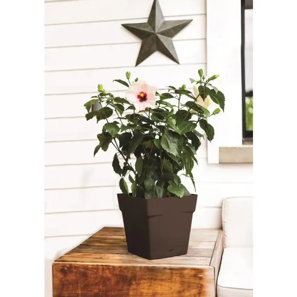 Pot carre Toscane Gris anthracite L24,8 x l24,8 x H24