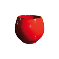 Pot coloris coquelicot en terre émaillée Les Poteries d'Albi Bahia - Ø 35 x H 38 cm