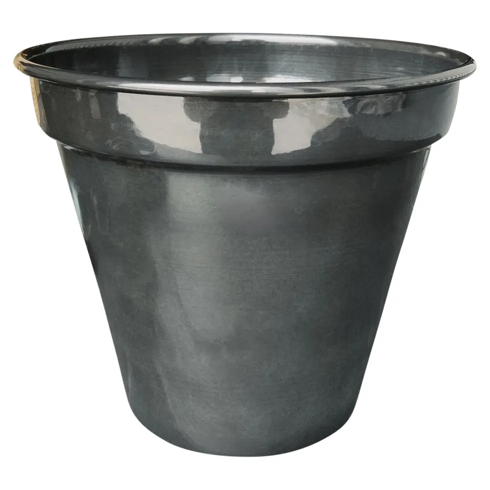 Pot conique en métal recyclé coloris gris océan vif Upcycle Conique - Ø 24,5 x H 21,5 cm
