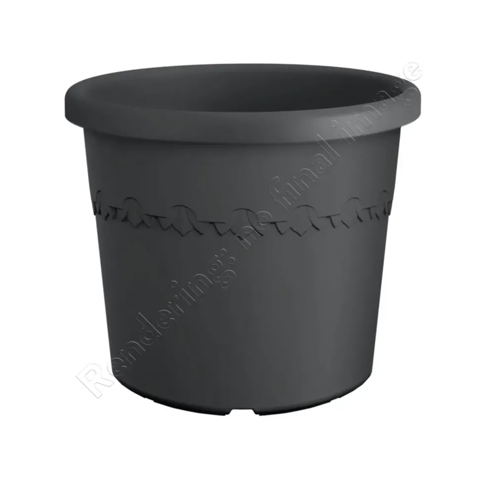 Pot en plastique recyclé gris anthracite Elho Algarve Cilindro - Ø 58 x H 48 cm