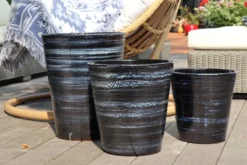 Pot en terre cuite émaillée bleu Nuit étoilée Les Poteries d’Albi Sydney - Ø 45 x H 61 cm