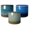 Pot en terre cuite émaillée coloris bleu Deroma Océan - Ø 38 x H 34 cm