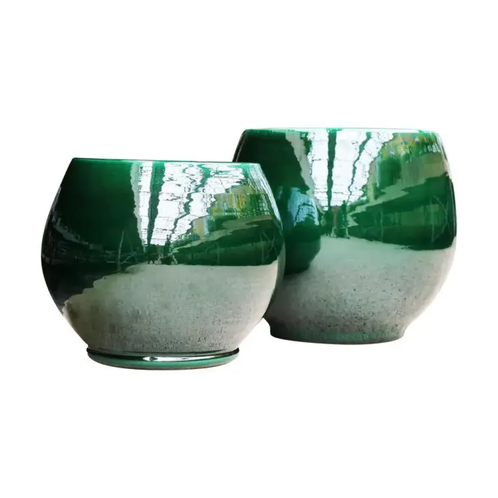 Pot en terre cuite émaillée coloris vert Les Poteries d'Albi Bahia - Ø 35 x H 38 cm