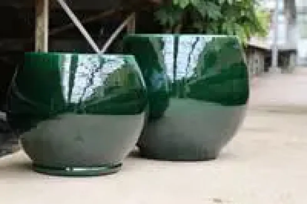 Pot en terre cuite émaillée coloris vert Les Poteries d'Albi Bahia - Ø 35 x H 38 cm