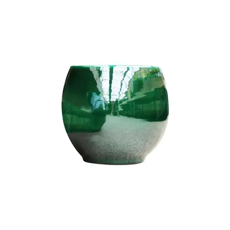 Pot en terre cuite émaillée coloris vert Les Poteries d'Albi Bahia - Ø 35 x H 38 cm
