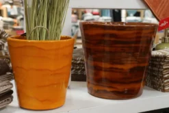 Pot en terre cuite émaillée orange Savane Les Poteries d’Albi Odyssée - Ø 23 x H 21 cm