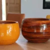 Pot en terre cuite émaillée orange Savane Les Poteries d’Albi Le Liseré - Ø 20 x H 17 cm