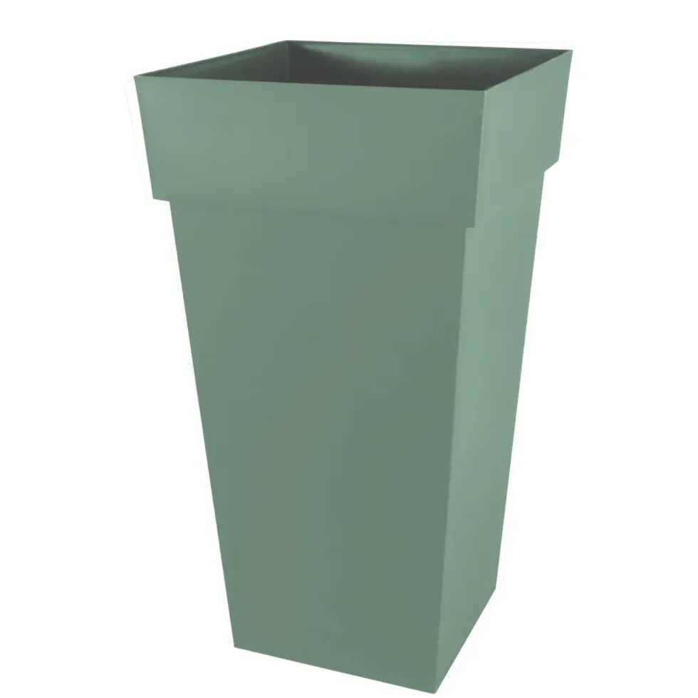 Pot haut carré en polypropylène vert laurier Eda Toscane 98 L - 43,3 x 43,3 x 80,5 cm