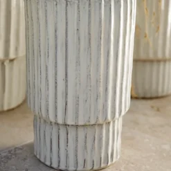 Pot haut Sorrento coloris beige en céramique - 68 x Ø 45 cm