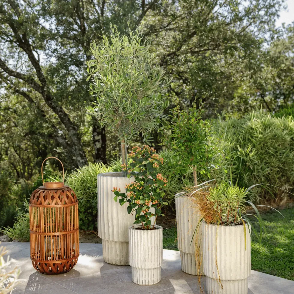 Pot haut Sorrento coloris beige en céramique - 68 x Ø 45 cm