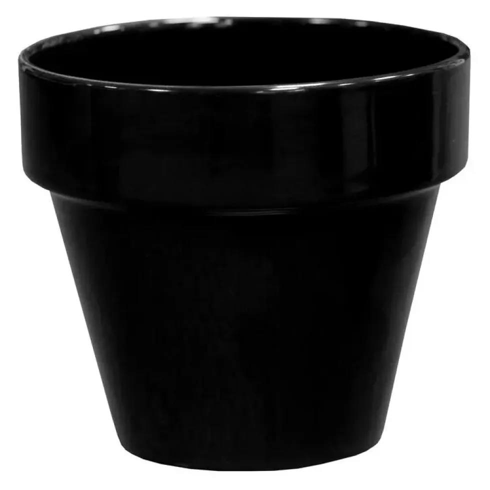 Pot horticole en terre cuite émaillée Noir – D19 x H17