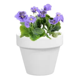 Pot horticole en terre cuite émaillée Blanc – D14 x H12