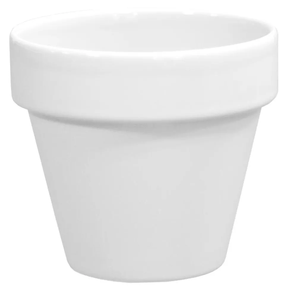 Pot horticole en terre cuite émaillée Blanc – D14 x H12