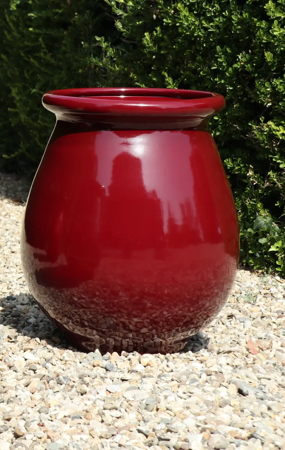 Pot jarre en terre émaillée coloris cerise Les Poteries d'Albi Jarre Provençale - Ø 35 x H 51 cm