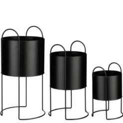 Pot Petry coloris noir en métal - 50,5 x 26,5 x 25 cm
