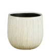 Pot rond cannelé coloris beige en céramique Pablo Mica Decorations - 19 x Ø 21 cm