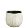 Pot rond cannelé coloris beige en céramique Pablo Mica Decorations - 12 x Ø 14 cm