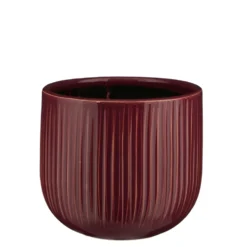 Pot rond cannelé coloris violet Pablo - 16 x Ø 18 cm