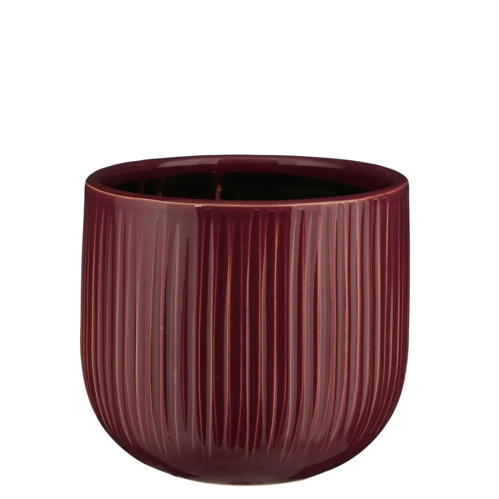 Pot rond cannelé coloris violet Pablo - 16 x Ø 18 cm