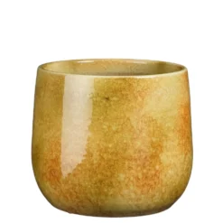 Pot rond coloris jaune en terre cuite Hugo Mica Decorations - 21 x Ø 22 cm