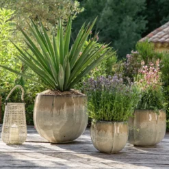 Pot rond en céramique coloris crème Edelman Corsica - Ø 36 x H 34 cm