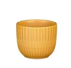 Pot rond en céramique coloris ocre mat Sara - Ø 7,5 x H 6 cm