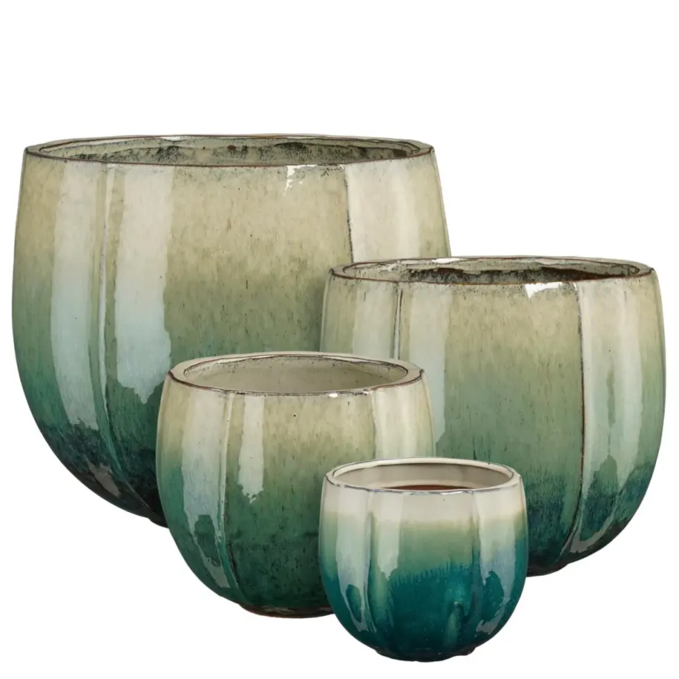 Pot rond en céramique coloris vert Edelman Corsica - Ø 47 x H 41 cm