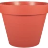 Pot rond en plastique coloris terre battue EDA Toscane - Ø 25 x H 20,6 cm