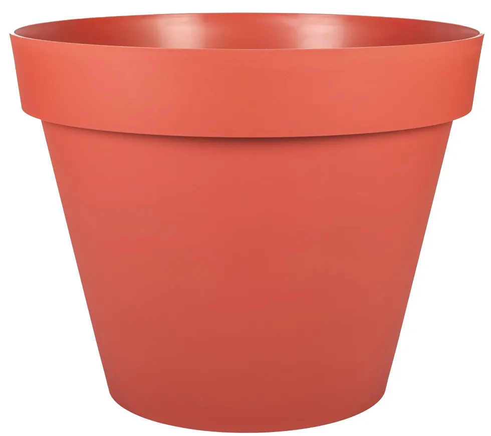 Pot rond en plastique coloris terre battue EDA Toscane - Ø 25 x H 20,6 cm