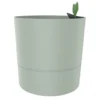 Pot rond en plastique à réserve d'eau coloris vert amande Poetic Aquaduo XL - Ø 39,5 x H 39,5 cm
