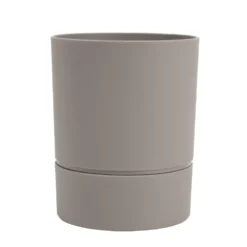 Pot rond en plastique à réserve d'eau coloris grège Poetic Aquaduo Orchidée - Ø 12,5 x H 15,5 cm