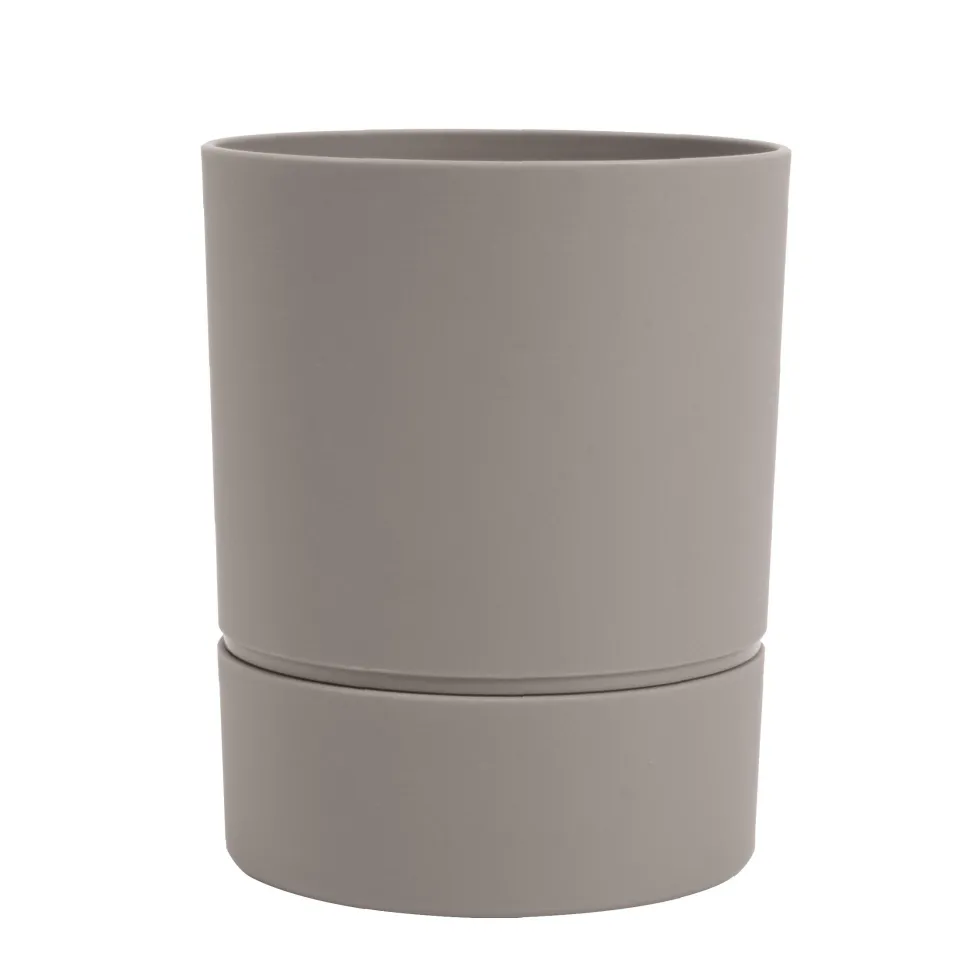 Pot rond en plastique à réserve d'eau coloris grège Poetic Aquaduo Orchidée - Ø 12,5 x H 15,5 cm