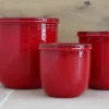 Pot rond en terre émaillée coloris coquelicot Les Poteries d'Albi Flacon - Ø 20 x H 19 cm