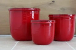 Pot rond en terre émaillée coloris coquelicot Les Poteries d'Albi Flacon - Ø 20 x H 19 cm