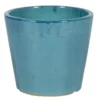 Pot rond Shanghai bleu en grès émaillé - Ø 21 x 19 cm