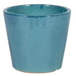 Pot rond Shanghai bleu en grès émaillé - Ø 21 x 19 cm