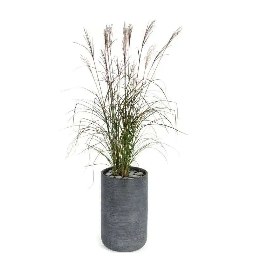 Pot rond Stream haut Anthracite Ø.37 x H.60 cm