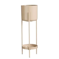 Pot sur pied en métal rose clair Colyn - Ø 19 x H 60 cm