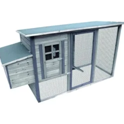 Poulailler avec enclos en bois traité Flamingo Palacio - L 200 x l 76 x H 104 cm