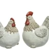 Poule décorative coloris banc en terre cuite - 12 x 19 x 20 cm