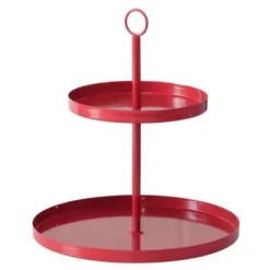 Présentoir de table en fer enduit de poudre rouge Samina - H 34 x D 30 cm