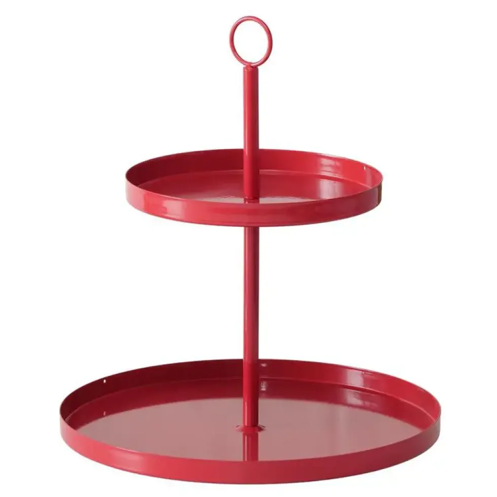 Présentoir de table en fer enduit de poudre rouge Samina - H 34 x D 30 cm